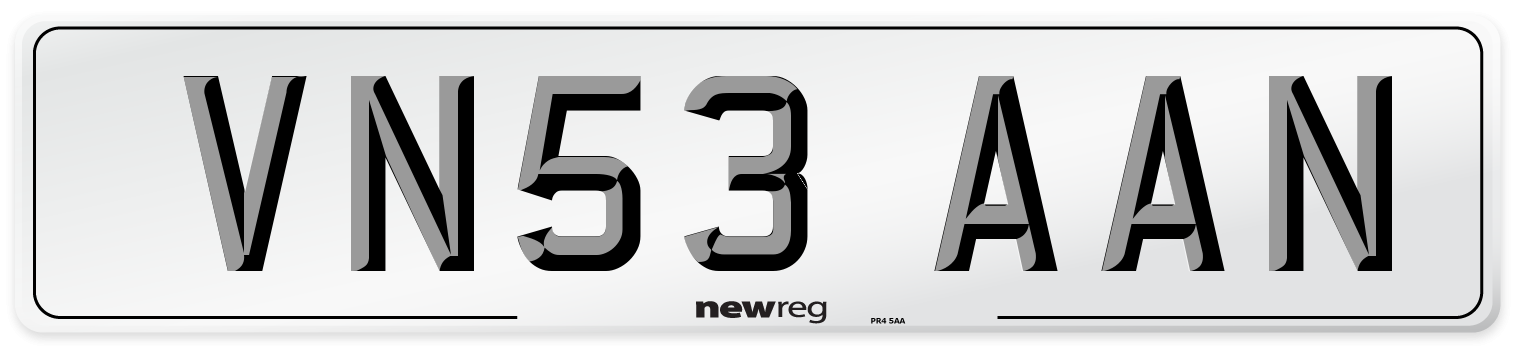 VN53 AAN Number Plate from New Reg